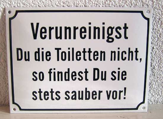 Hinterlassen toilette sauber Toilettenschilder selbst